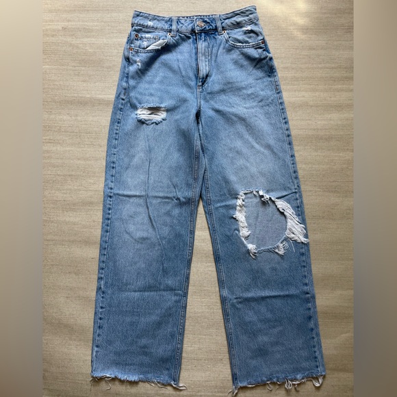 Garage Denim Wide Leg Distressed Jeans Sz 3 - Picture 1 of 4